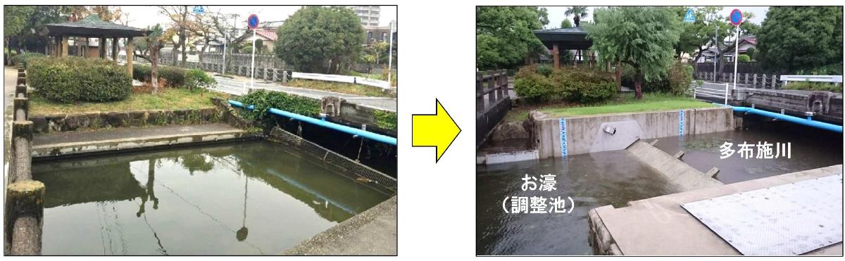 お濠起伏堰設置前後