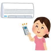 女性がエアコンの温度調節をしている様子のイラスト