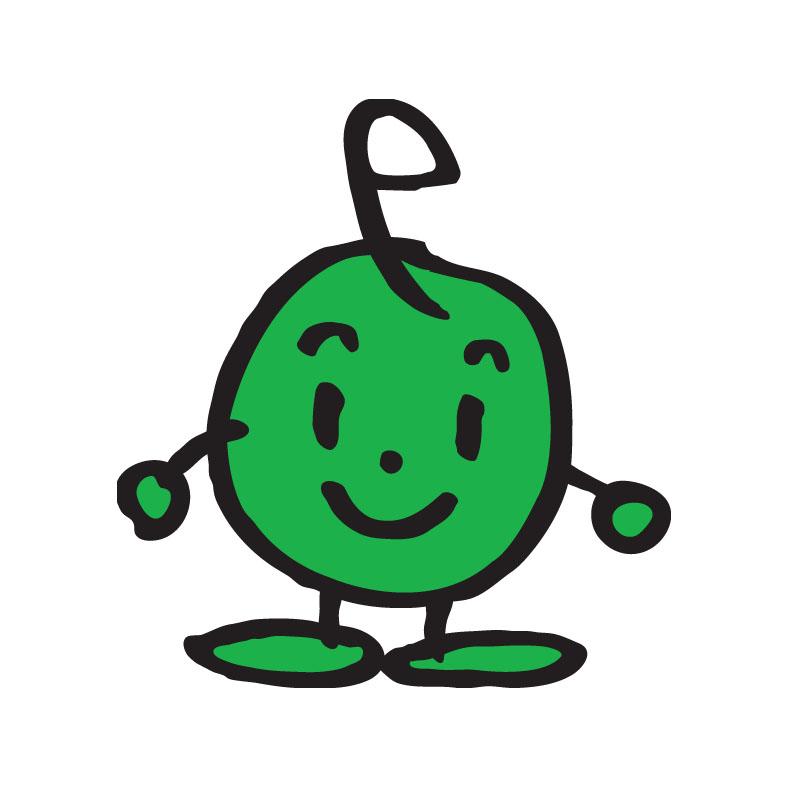 笑顔で両手を広げて立つこどもエコクラブキャラクター エコまるのイラスト