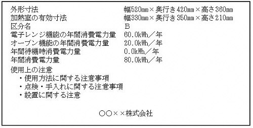 電気機械器具表示例