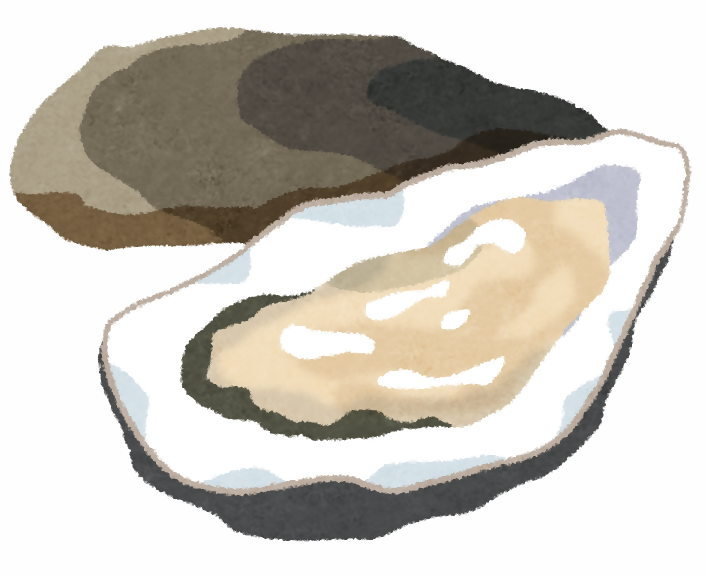 殻が開いた牡蠣のイラスト