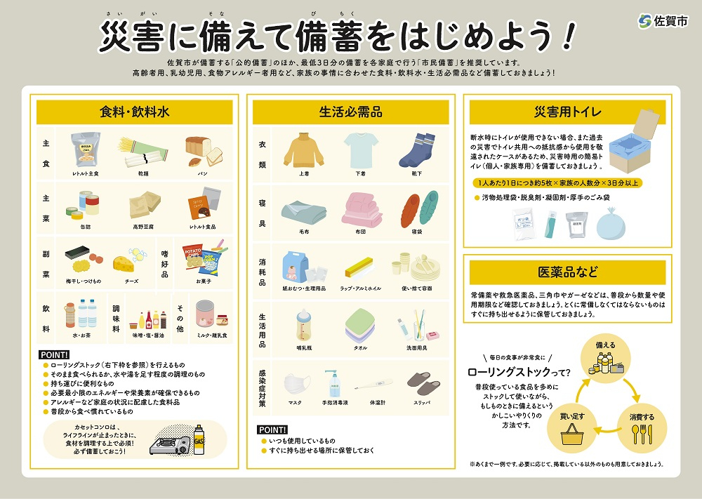 災害に備えて備蓄をはじめよう！リーフレット